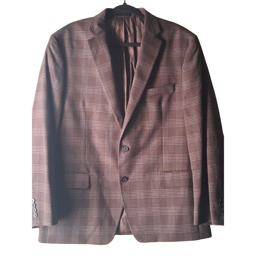 Lauren Ralph Lauren Mens Brown Plaid Blazer Sport‎ Coat 44R Recycled Blend